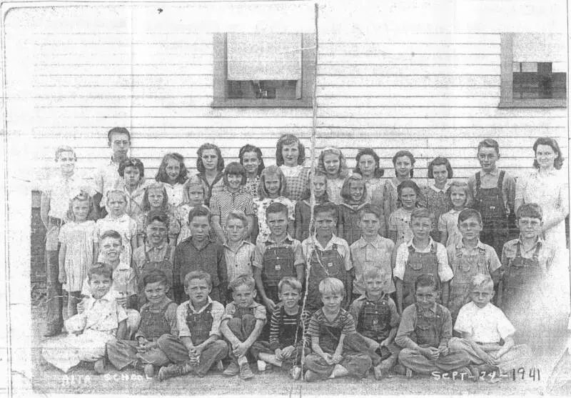 Alta School, 1941. Teacher Evelyn Perkins