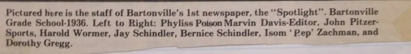 Newspaper clipping on the Bartonville School