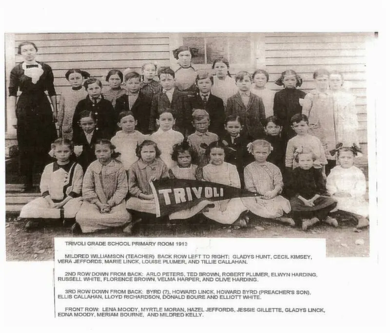 Trivoli Grade School primary room 1913, teacher Mildred Williamson
