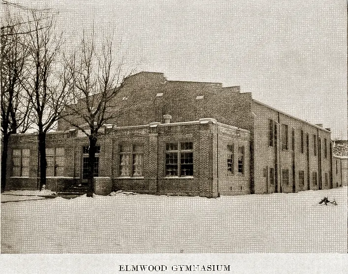 Elmwood Gymnasium dedicated in 1929. It cost $39,000. Edson Smith donated land for an athletic field. Today the gymnasium is used as a community center.