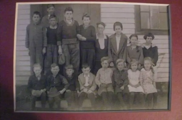 Pleasant View (Simms) School pupils with teacher Mrs. Frank Foster