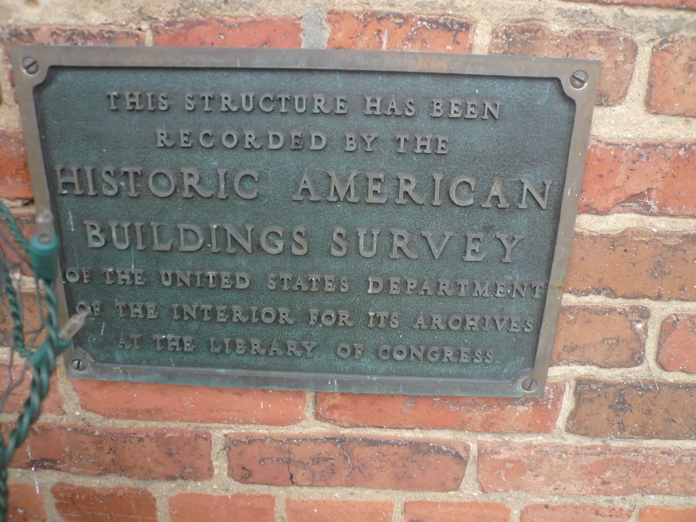 This Structure Has Been Recorded by the Historic American Buildings Survey of the United States Department of the Interior for its Archives at the Library of Congress