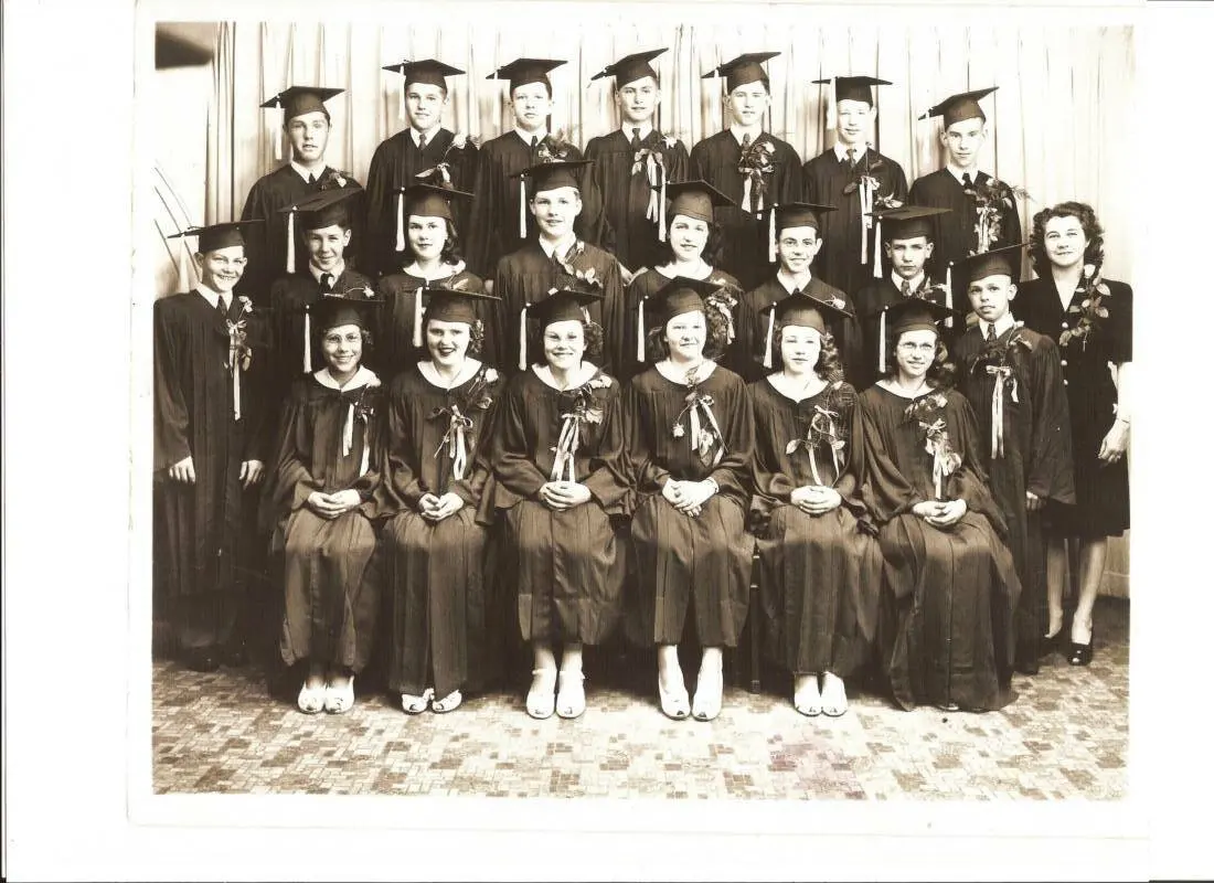 Oak Grove School Graduating Class 1945. Thank you to Donna Askew Worvig for sharing this picture