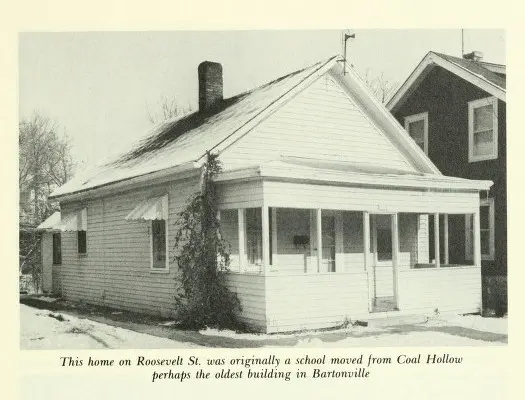 Coal Hollow School building moved when new school built on the site and renamed Bartonville School after Mr. Barton