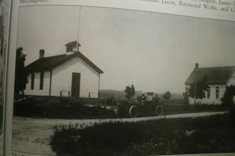 Boylan School and Central Christian Church at the intersection of Old Galena Road and Bristal Hollow Road (now Cedar Hills Drive) where Caterpillar Tech Center is now located.