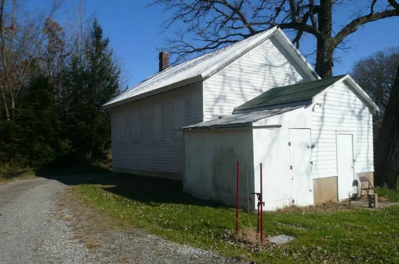 This schoolhouse is in good repair and is used for storage. 2008, Pottstown Road