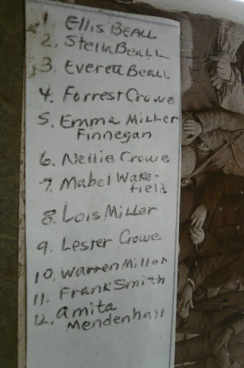 Names written for the Greenbush School photograph