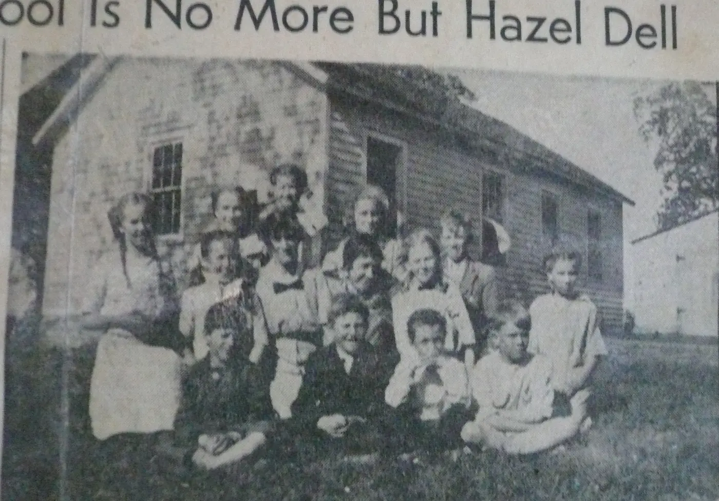 1885 Students and Teacher in front of Hazel Dell School